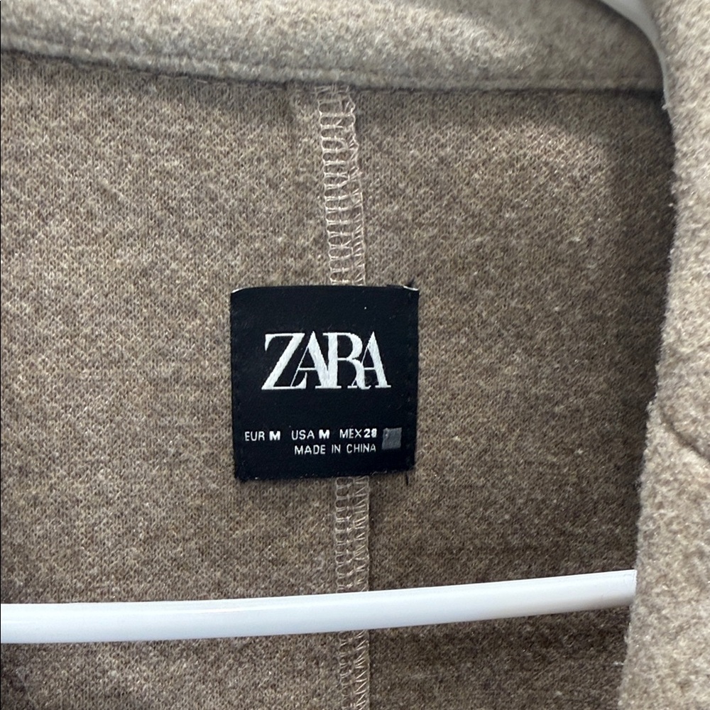 Zara Taupe Open-Front Long Coat - Picture 2 of 2